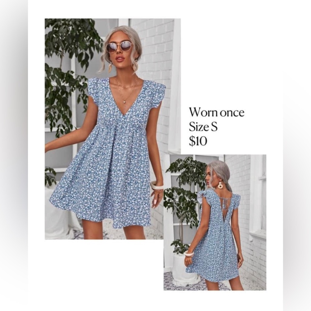 Blue Floral Mini Dress
